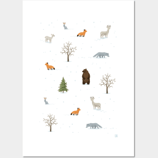 Winter Forest Animals Posters and Art